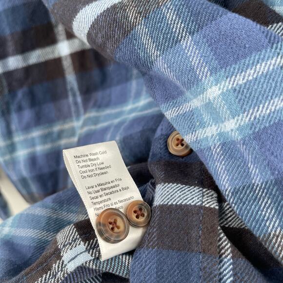 JACHS Heritage Flannel Button Down Shirt Mens Size XXL Heavyweight Blue Plaid - Picture 11 of 11